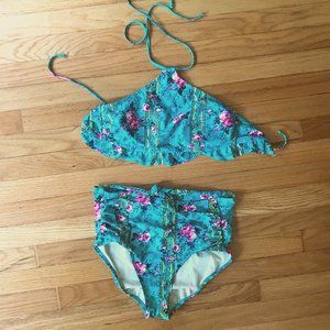 Betsy Johnson Teal Floral Bikini